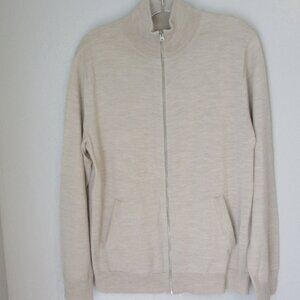 J. Crew Beige Merino Wool Mock Neck Long Sleeve Zip Size M Sweater